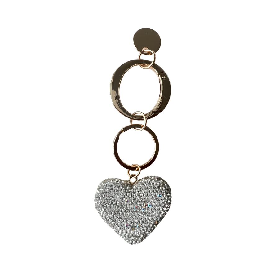 Glass Bead Heart Bag Charm