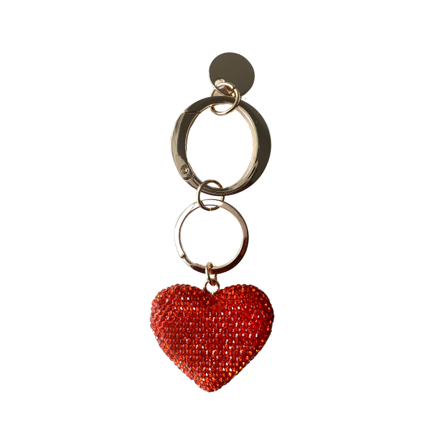 Glass Bead Heart Bag Charm