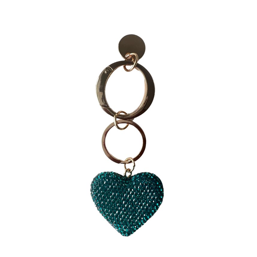 Glass Bead Heart Bag Charm