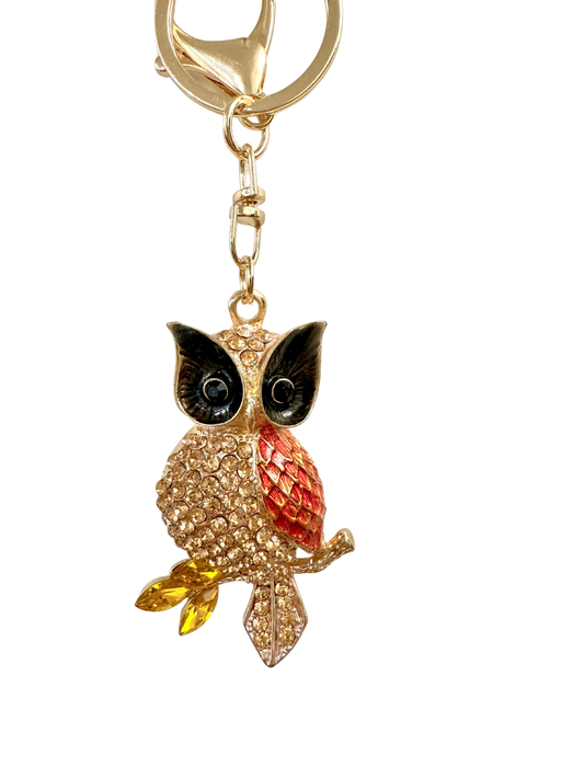 Glass bead owl charm