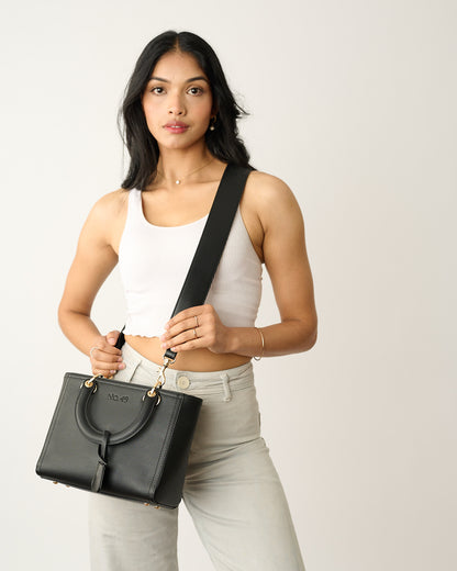 Chancy Black Satchel & Shoulder Bag