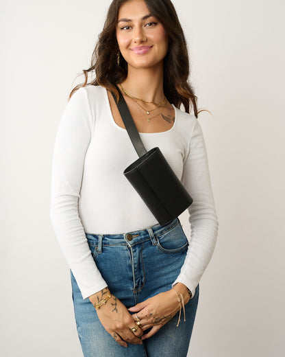 Francine Black Belt, Crossbody, Shoulder & Clutch Bag