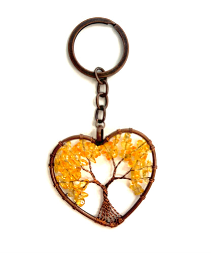 Natural Gem Stone Chakra Healing Tree Charms / Key Chain