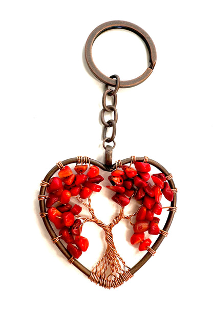 Natural Gem Stone Chakra Healing Tree Charms / Key Chain