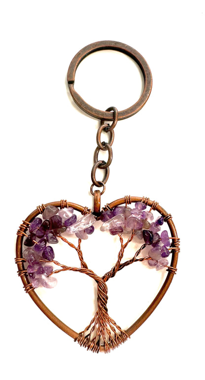 Natural Gem Stone Chakra Healing Tree Charms / Key Chain