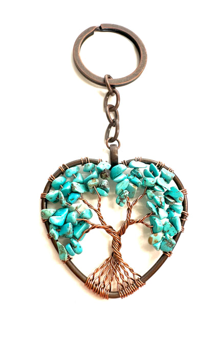 Natural Gem Stone Chakra Healing Tree Charms / Key Chain