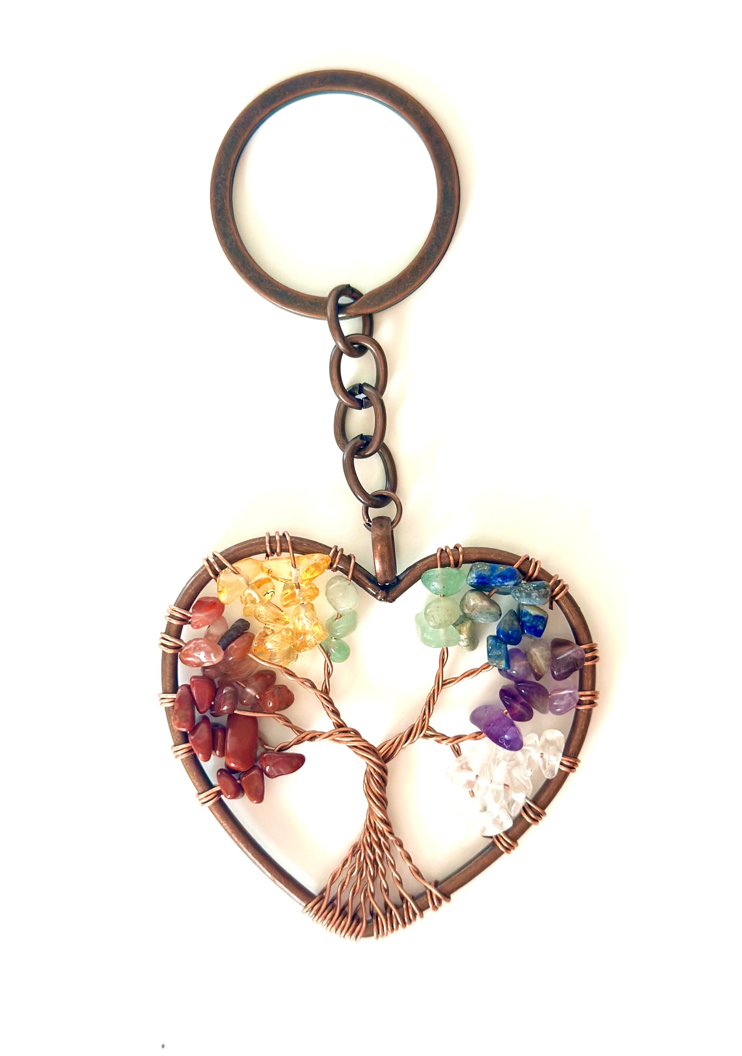 Natural Gem Stone Chakra Healing Tree Charms / Key Chain